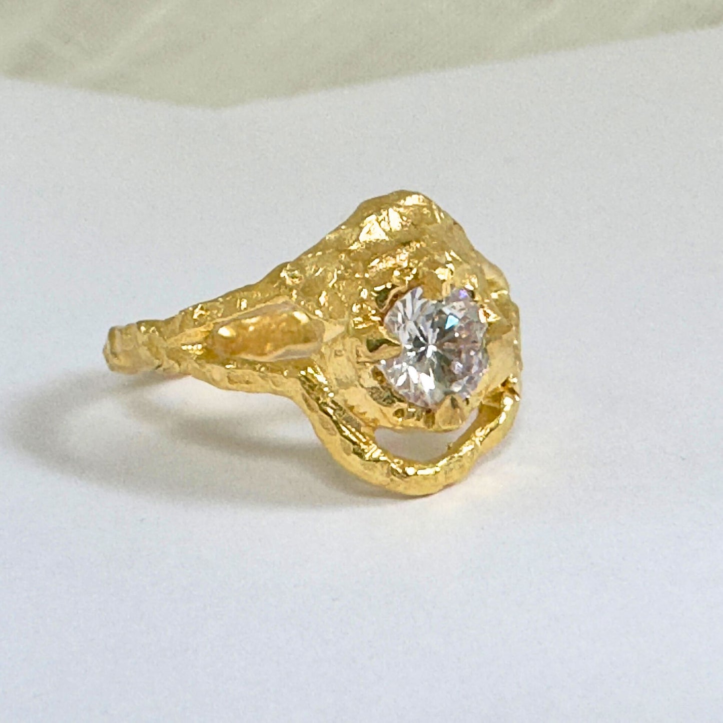 The Lunar Ring, 18ct Gold and Diamond Organic Engagement Ring