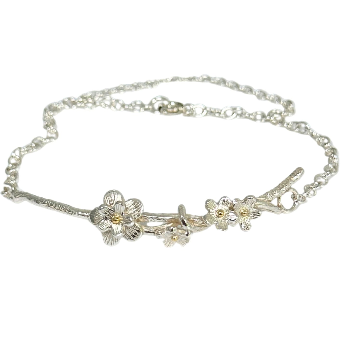 Cherry Blossom Branch Silver Bracelet