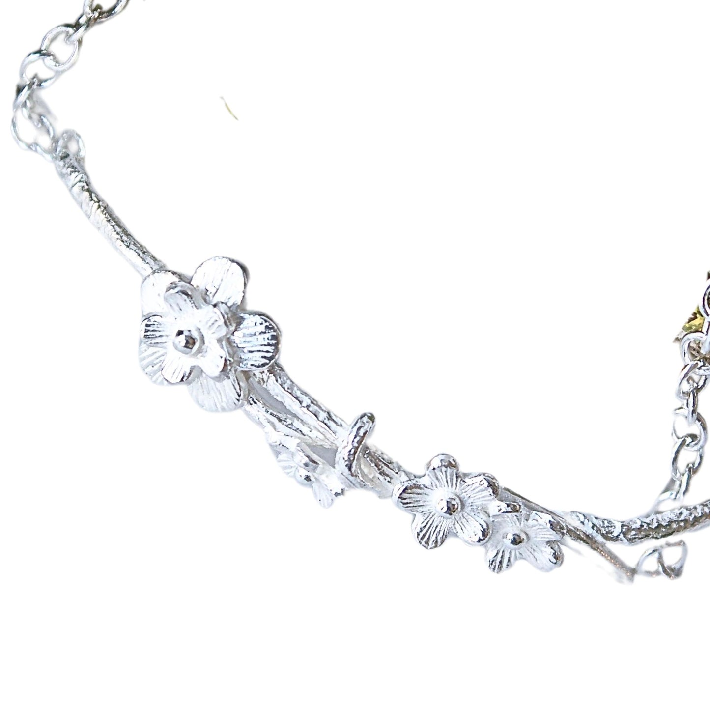 Cherry Blossom Branch Silver Bracelet