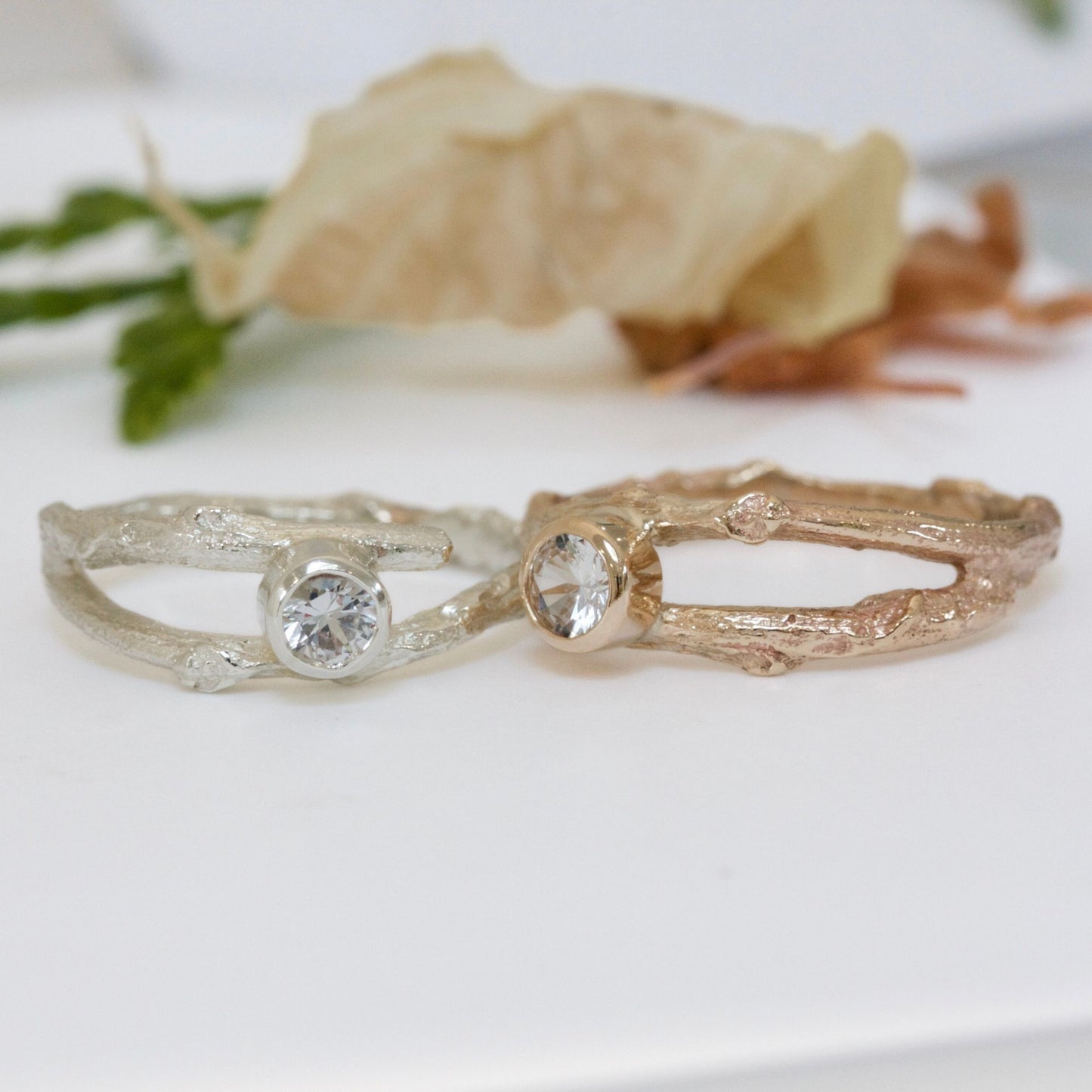 woodland twig rings, alternative engagement rings