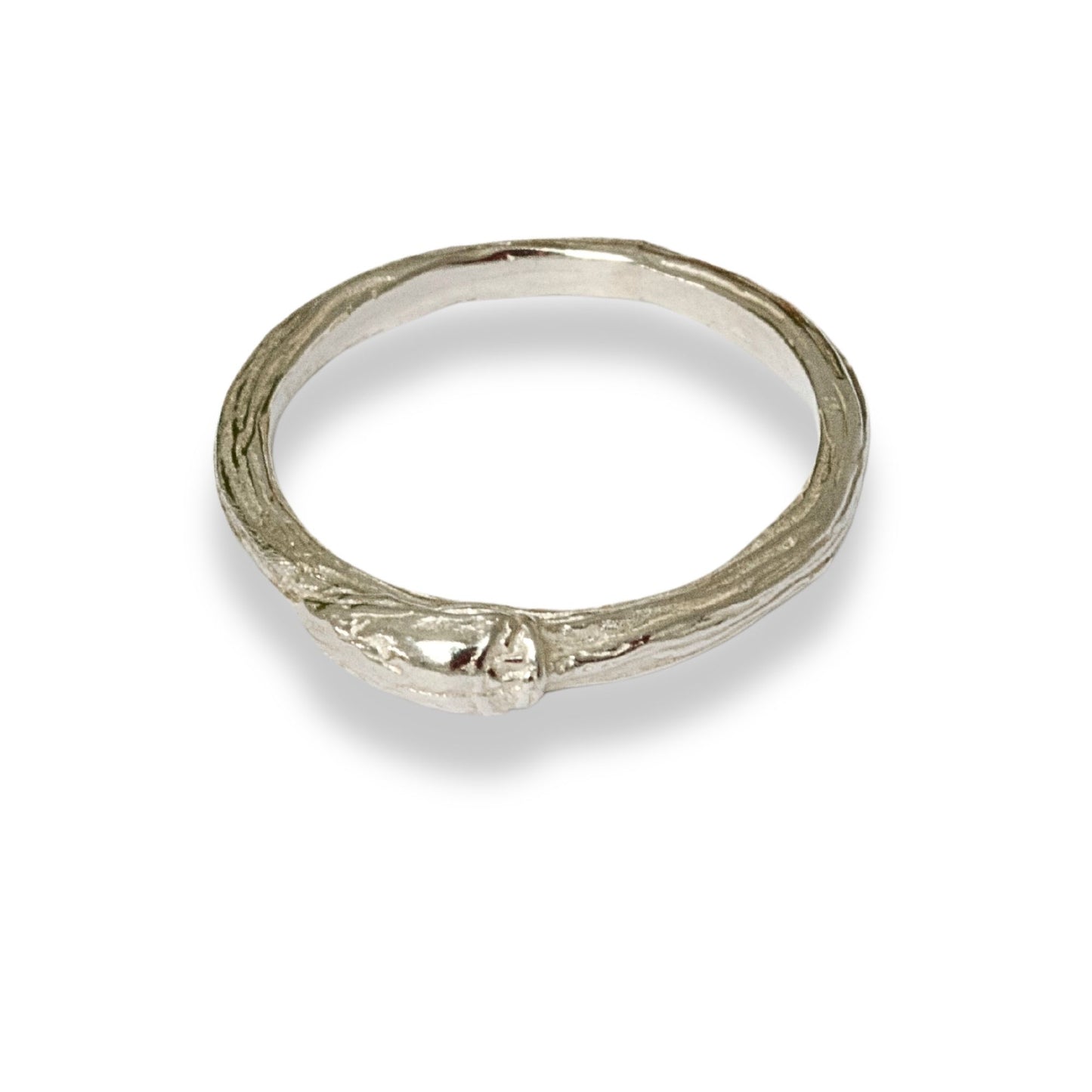 Nature sterling silver twig ring. A unisex nature band cast from a real willow twig. Can be worn as a nature organic stacking or wedding band.