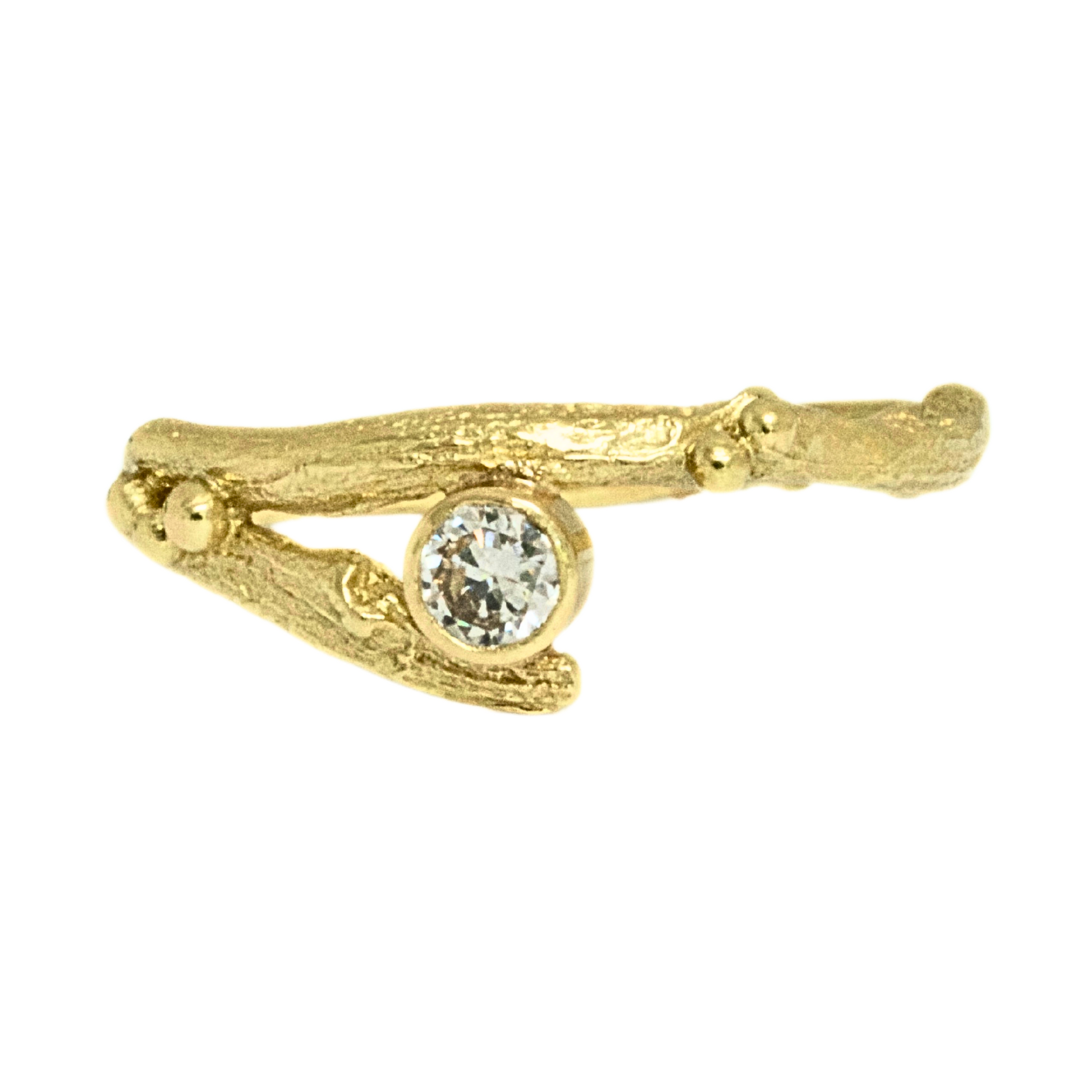 18ct gold and diamond twig ring