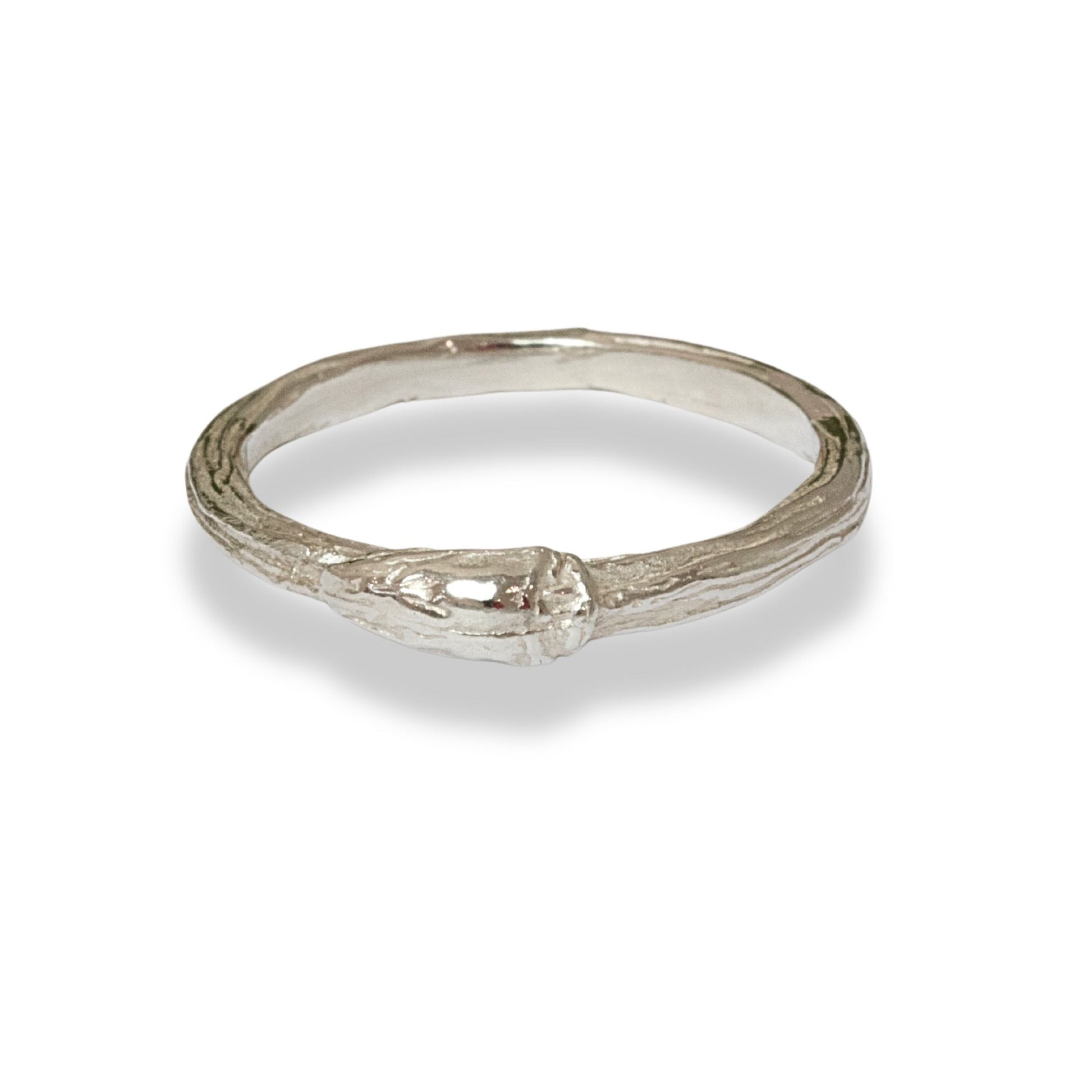 Nature sterling silver twig ring. A unisex nature band cast from a real willow twig. Can be worn as a nature organic stacking or wedding band.