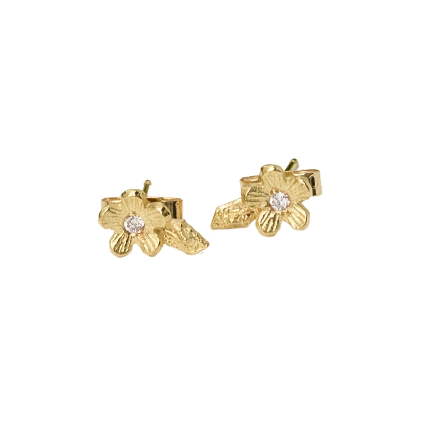 Tiny Cherry Blossom Diamond Stud Earrings