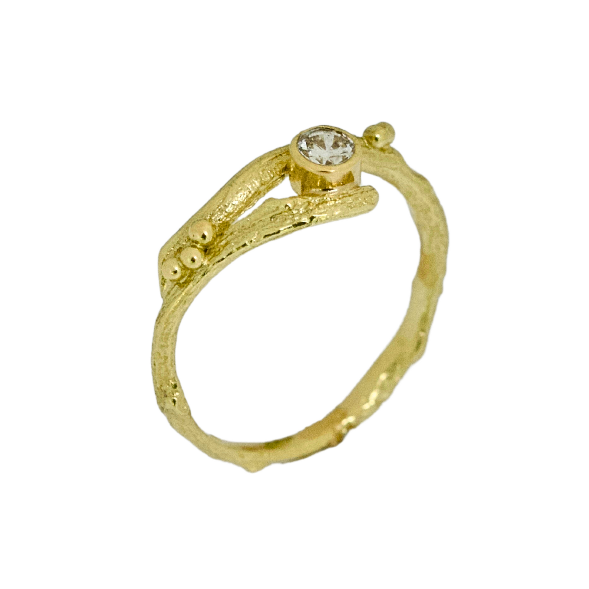 18ct gold and diamond twig ring