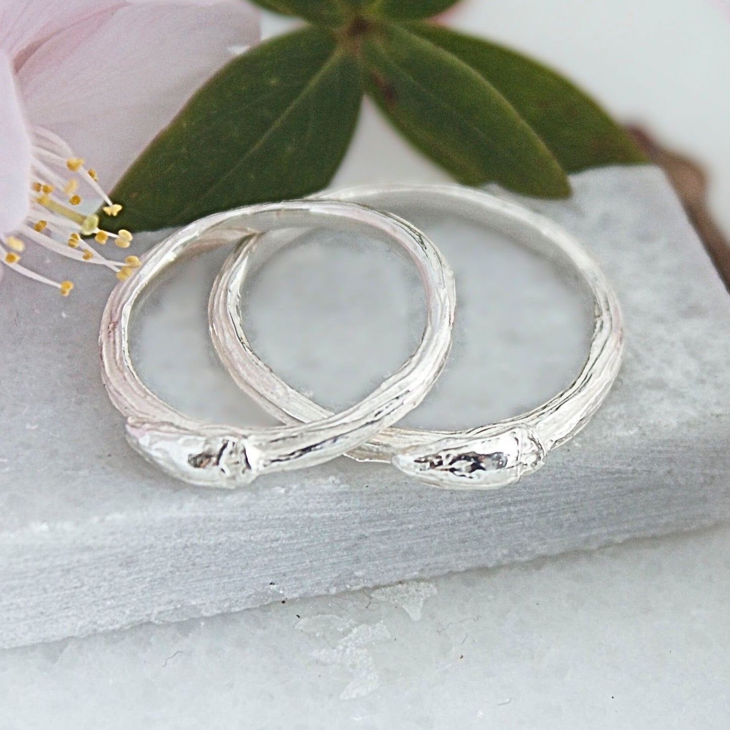 Nature sterling silver twig ring. A unisex nature band cast from a real willow twig. Can be worn as a nature organic stacking or wedding band.