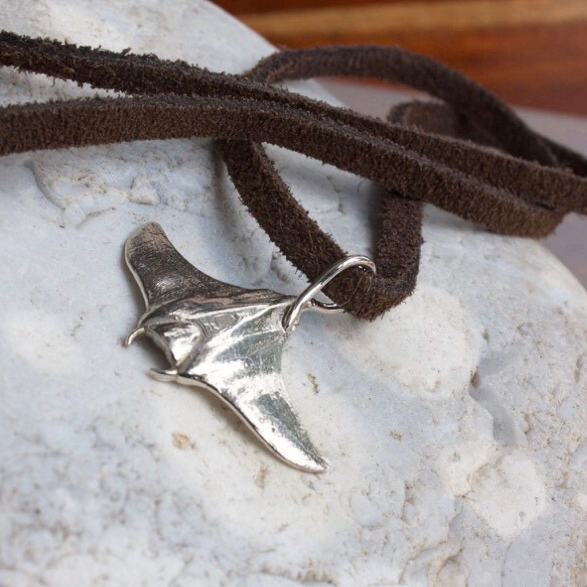 solid silver manta ray gift