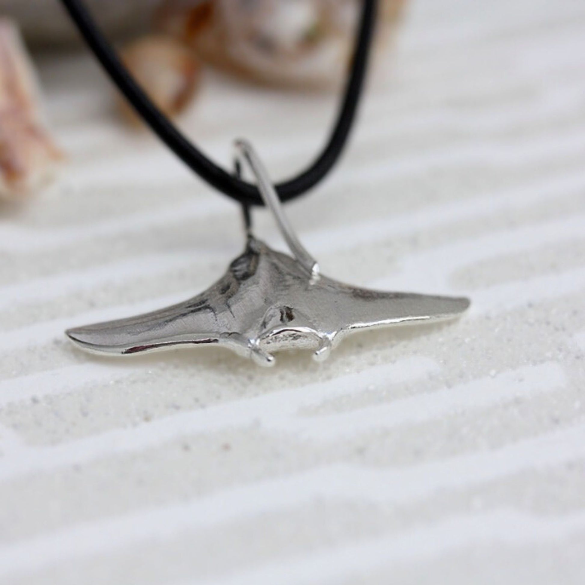 silver manta ray necklace