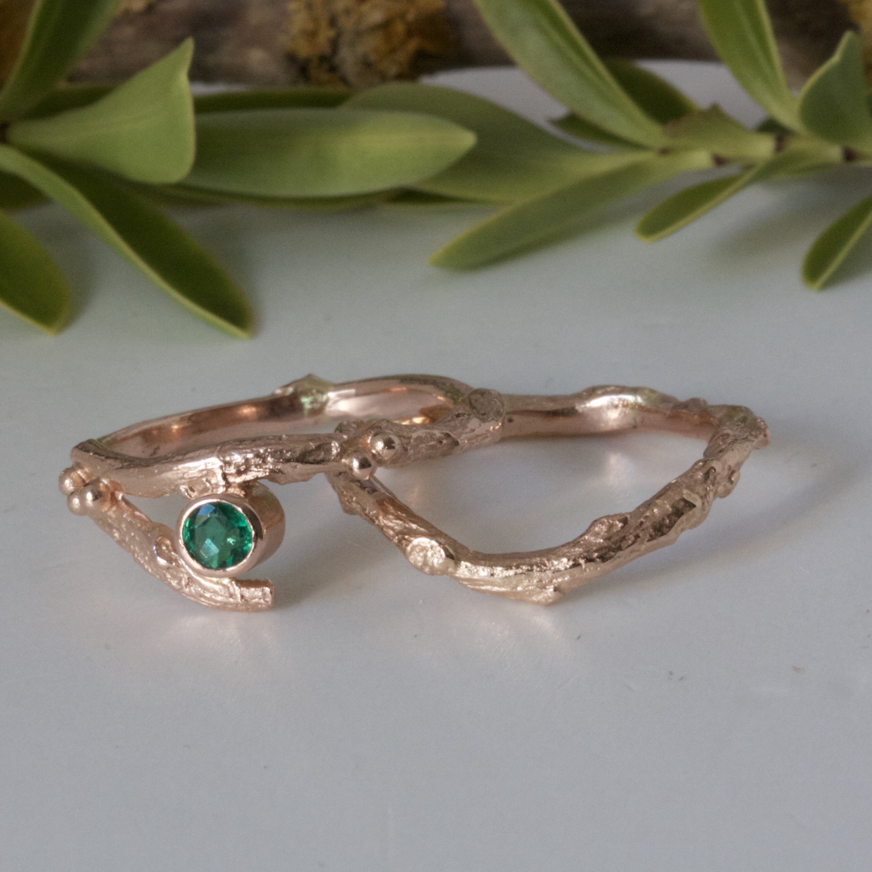 Emerald set in hot sale rose gold