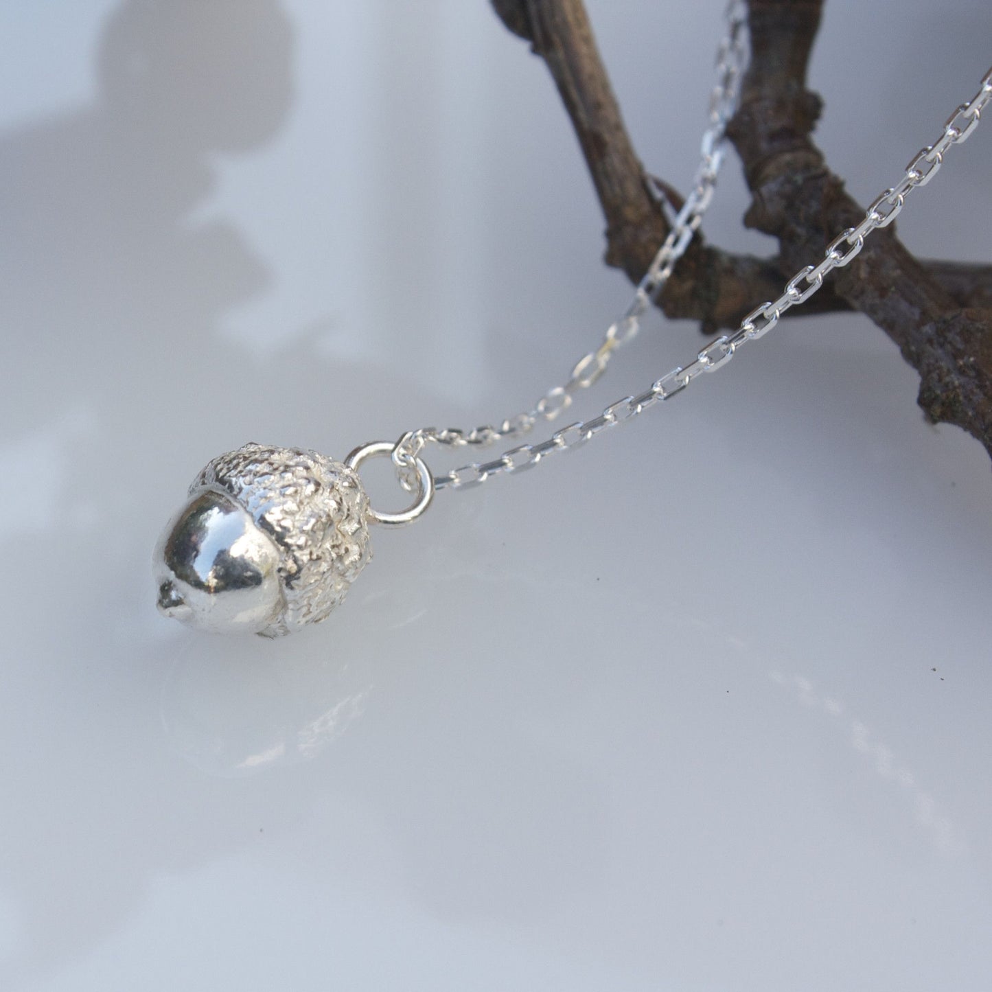 Silver Woodland Acorn Necklace