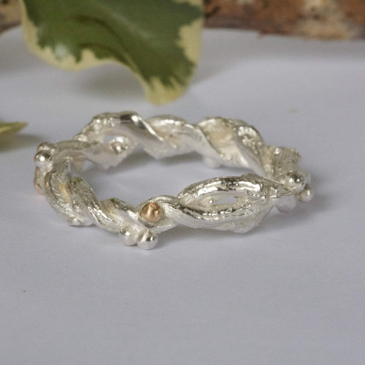 Organic Silver Band Ring-Entwined Forest Twig Ring-Alternative Wedding ...