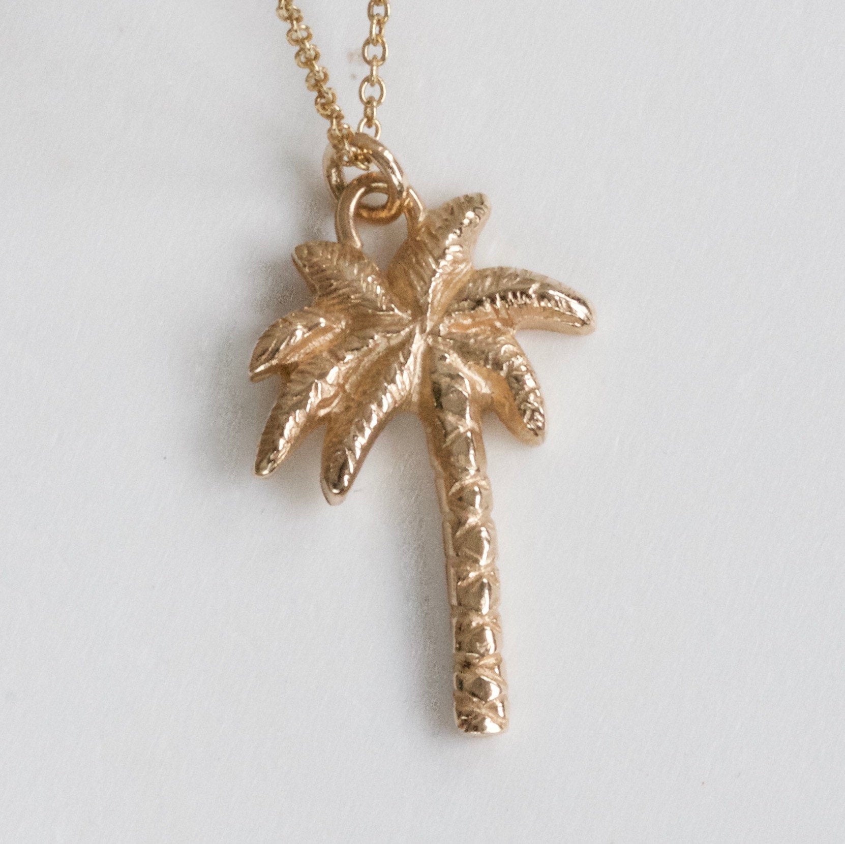 Solid 9ct Gold Palm Tree Necklace, Gold Palm Tree Pendant on a