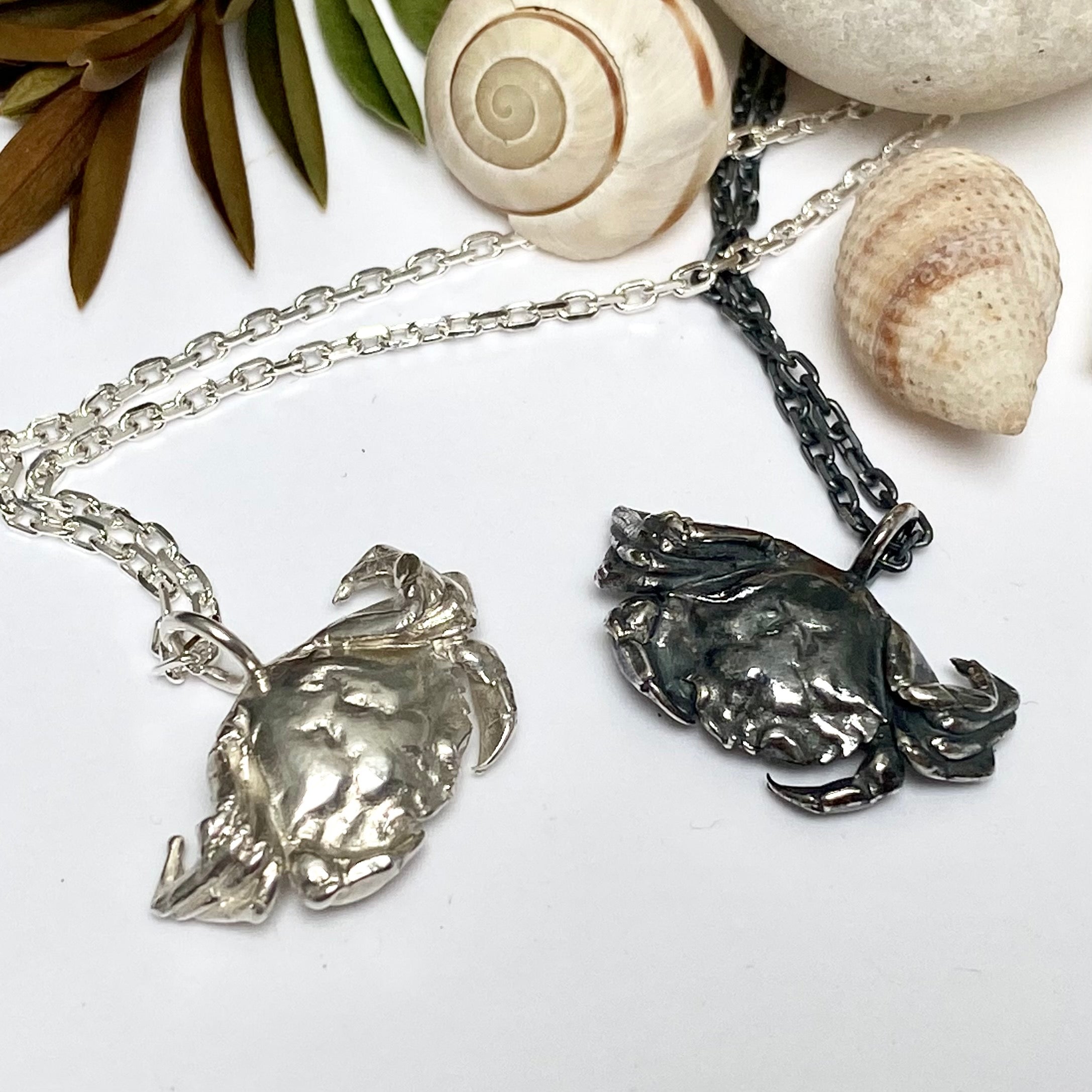 Sterling silver deals crab necklace